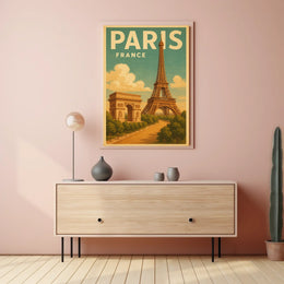 Paris, France Iconic Landmarks Poster
