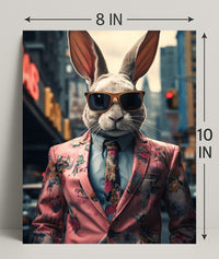Stylish Rabbit In The City Poster