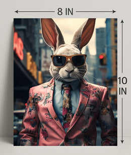 Stylish Rabbit In The City Poster