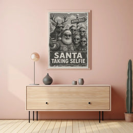 Santa Selfie Retro Poster: North Pole Fun