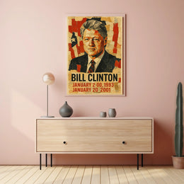 Bill Clinton 42nd President of the United States Layered paper Collage Poster