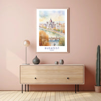 Budapest Hungary Autumn Watercolor Art Urban or Cityscape Poster PosterGoat