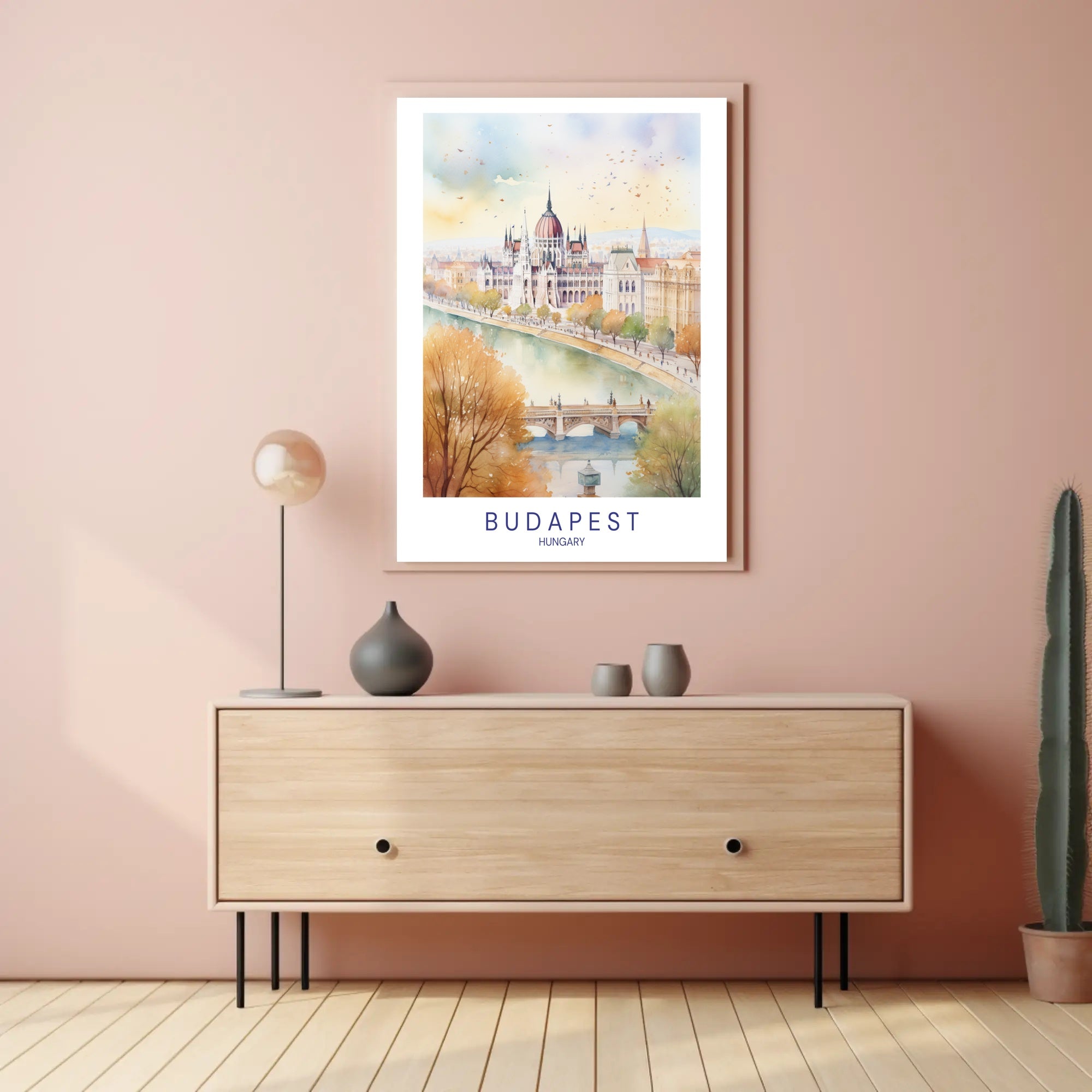 Budapest Hungary Autumn Watercolor Art Urban or Cityscape Poster PosterGoat