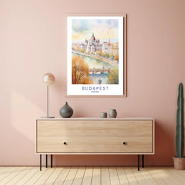 Budapest Hungary Autumn Watercolor Art Urban or Cityscape Poster PosterGoat