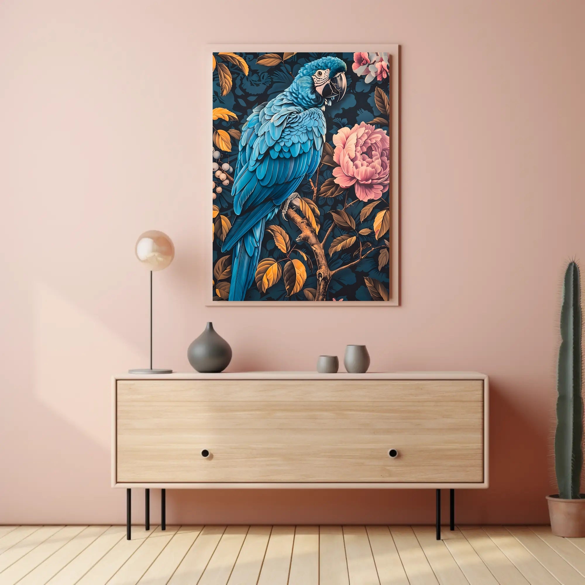 Vibrant Parrot Floral Paradise Poster Art