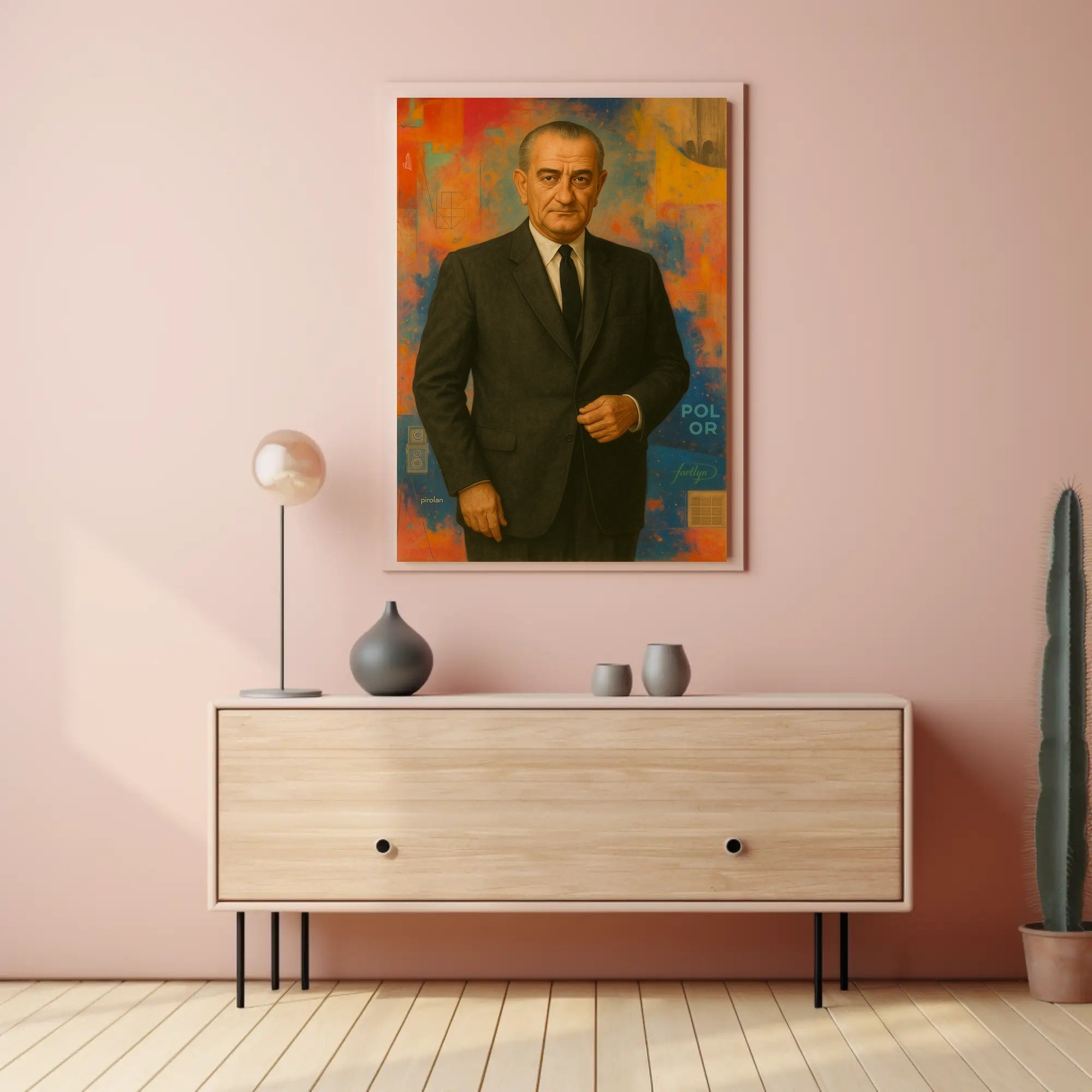 Sophisticated Portrait with Abstract Background Artistic Poster