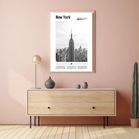 New York City Skyline Monochrome Poster Vintage Wall Art
