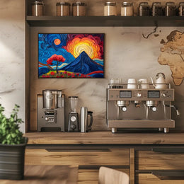 Van Gogh-Inspired Vibrant Mountain Sunrise Poster