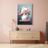 Kitten In A Teacup Poster PosterGoat