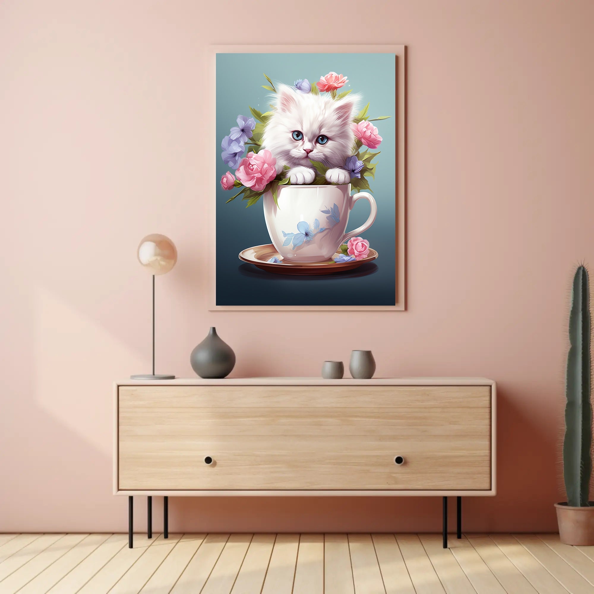 Kitten In A Teacup Poster PosterGoat