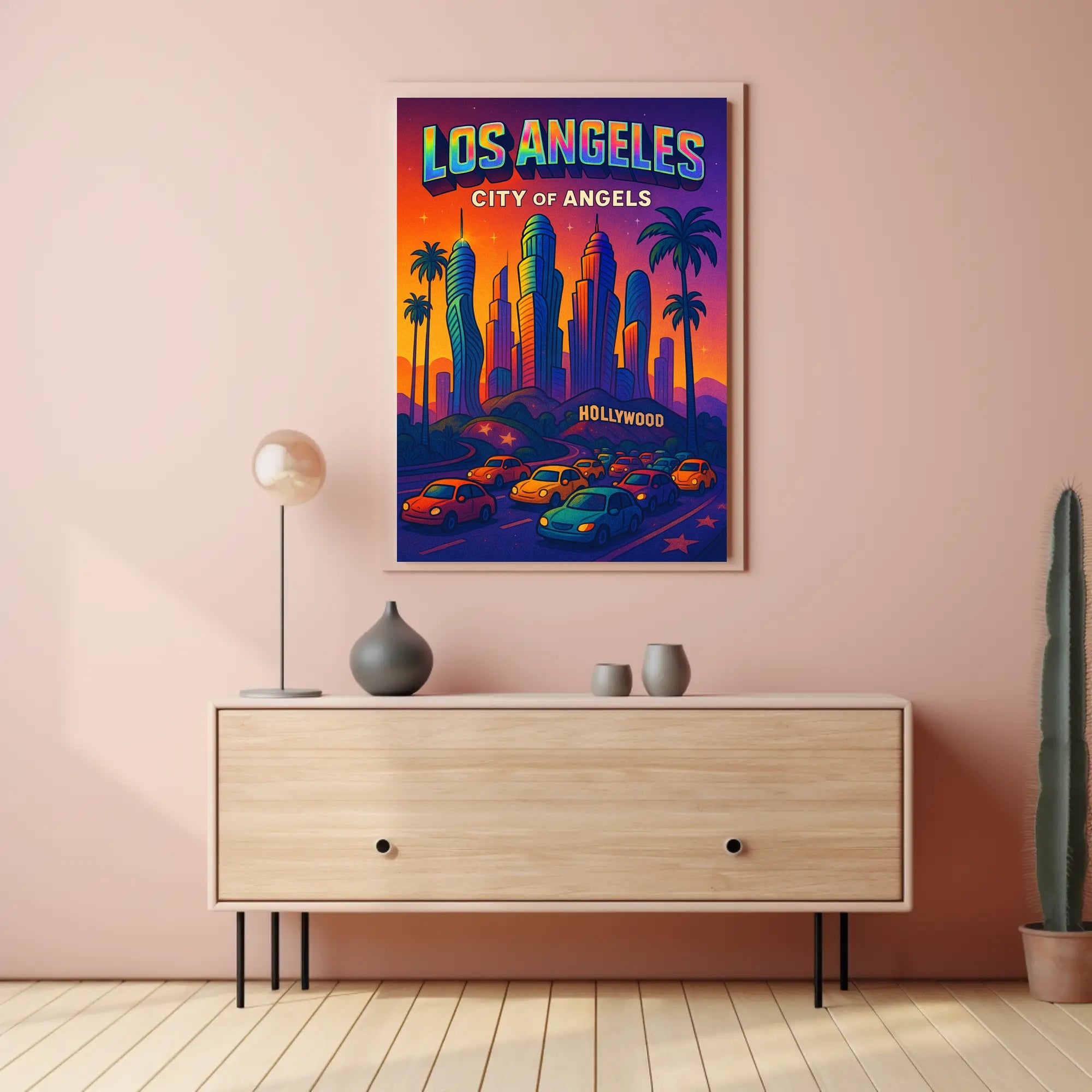 Colorful Los Angeles Skyline Pop Art Urban or Cityscape Poster