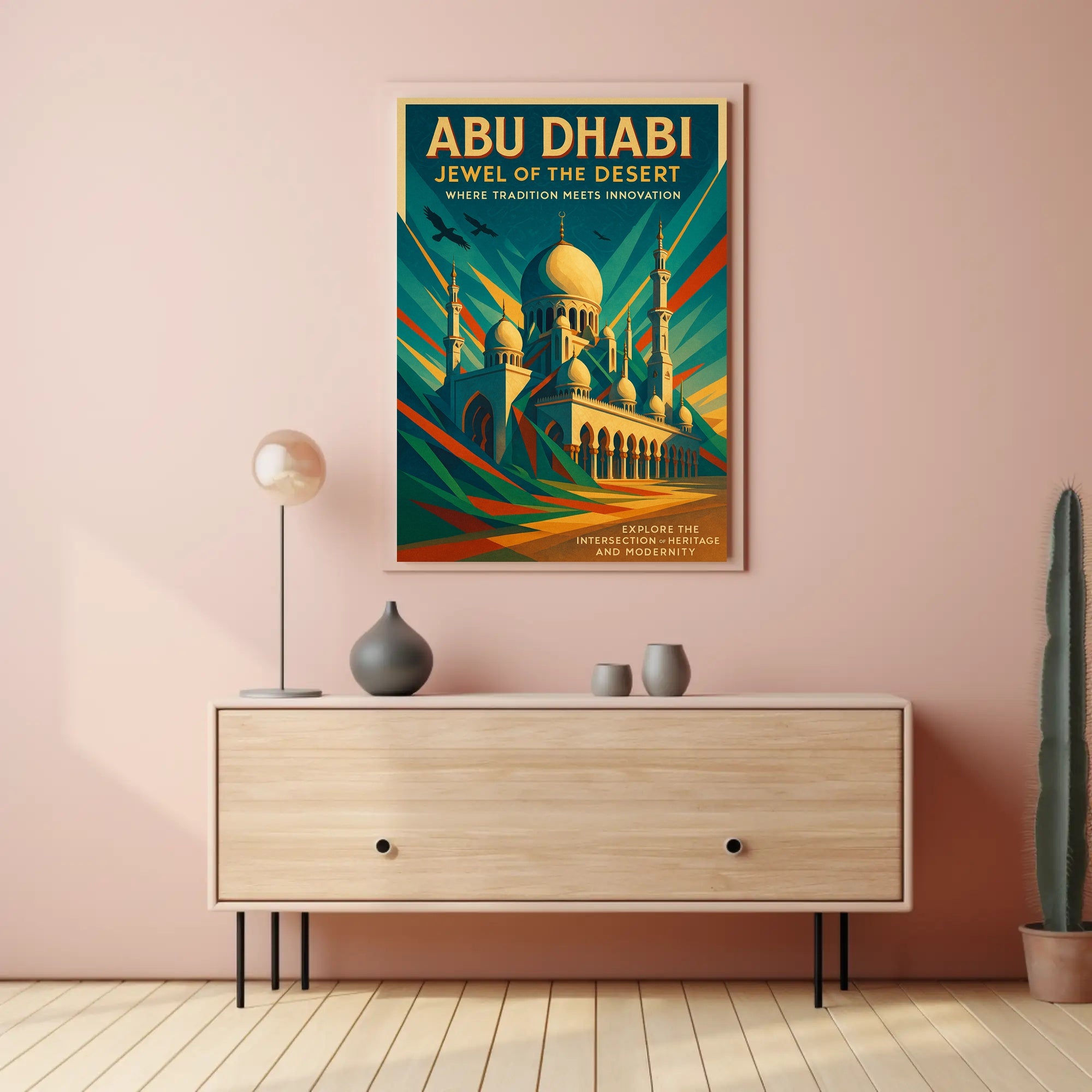 Abu Dhabi Jewel Desert Cityscape Travel Poster