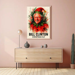 Bill Clinton Christmas Elf Holiday Political Poster