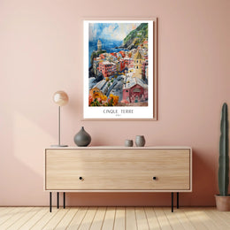 Colorful Cinque Terre Watercolor Art Travel Poster PosterGoat