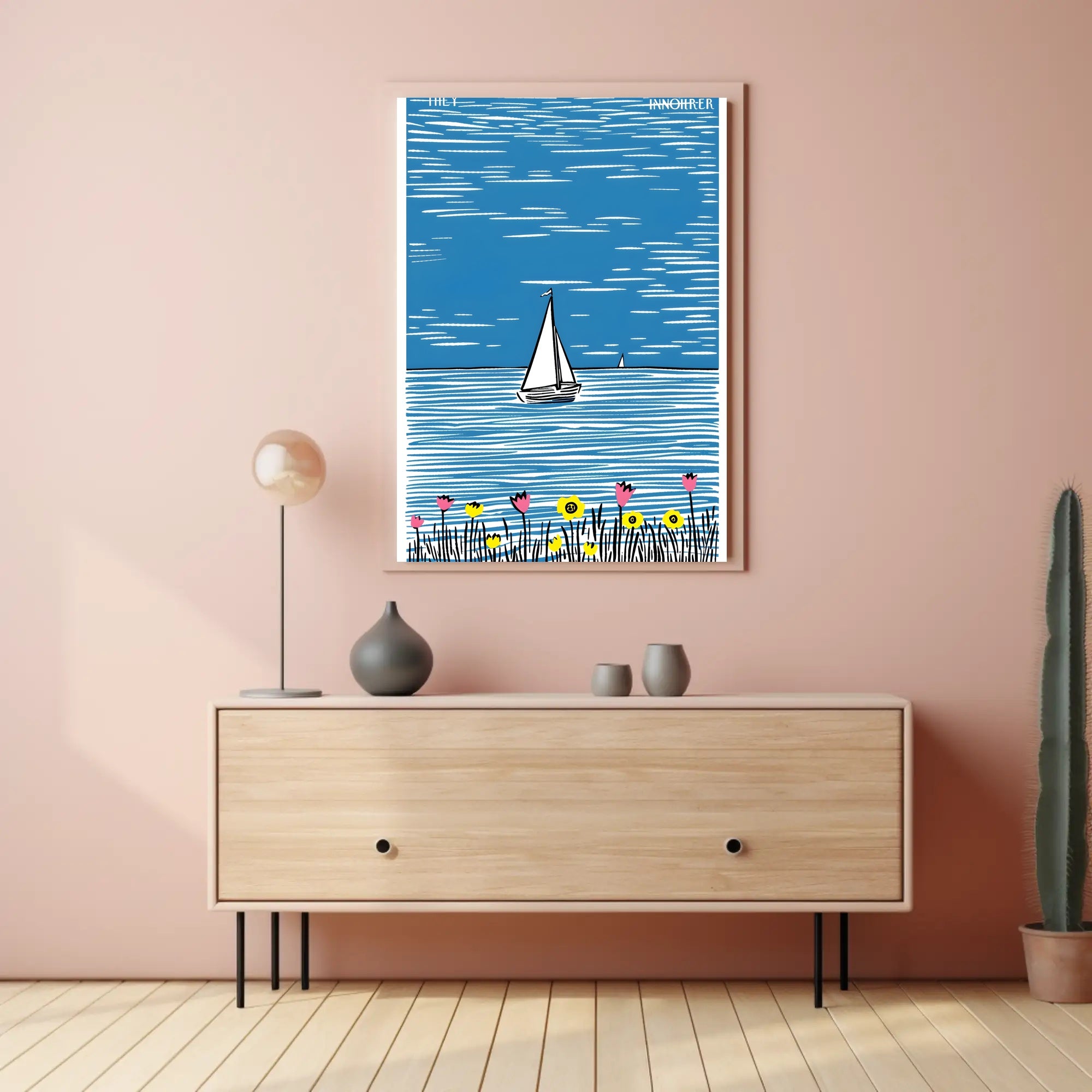 Sailboat Poster Coastal Minimalist Wall Art Print