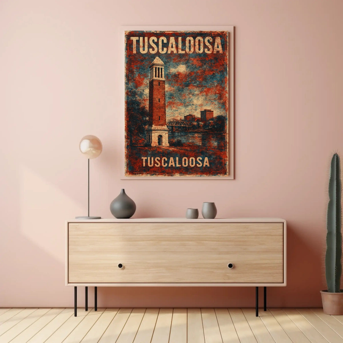 Tuscaloosa Tower Skyline Vintage Collectors Poster