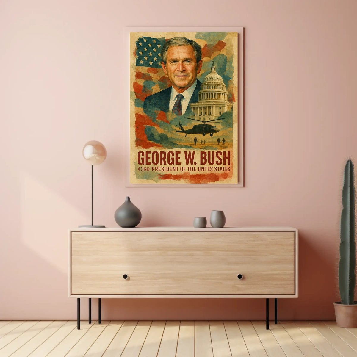 George W. Bush 43rd President of the United States Layered Digital Collage Poster
