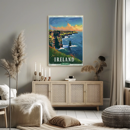 Ireland Cliffs Of Moher Coastal Atlantic Scene Travel Poster