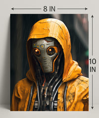 Cybernetic Sentinel In The Rain Poster PosterGoat