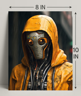 Cybernetic Sentinel In The Rain Poster PosterGoat