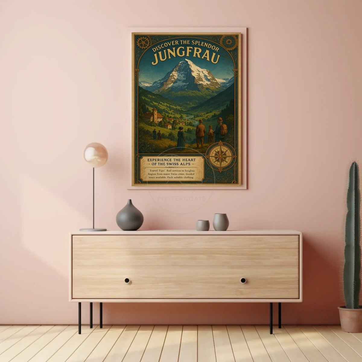Travel to Jungfrau: Vintage Swiss Alps Travel Poster