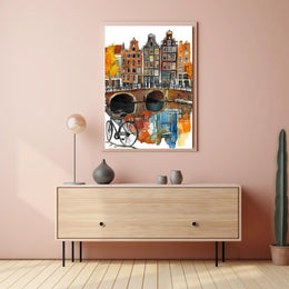 Netherlands Amsterdam Canal and Colorful Houses Poster