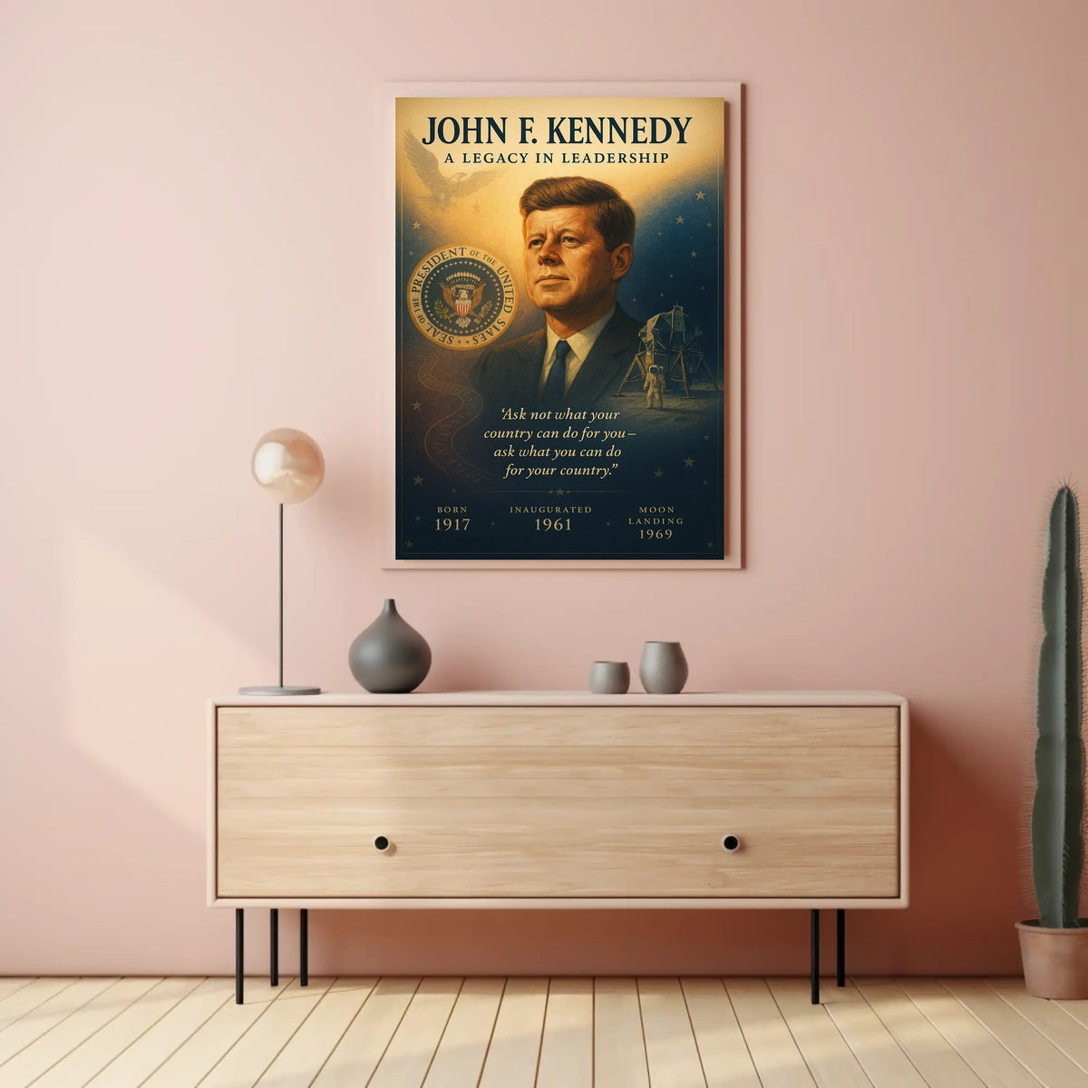 John F. Kennedy Leadership Legacy Vintage Poster