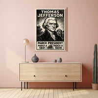 Thomas Jefferson 3rd President of the United States B & W Comic Sketch Poster