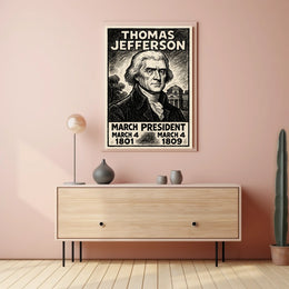 Thomas Jefferson 3rd President of the United States B & W Comic Sketch Poster