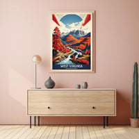 Scenic Autumn Landscape Vintage Travel Poster