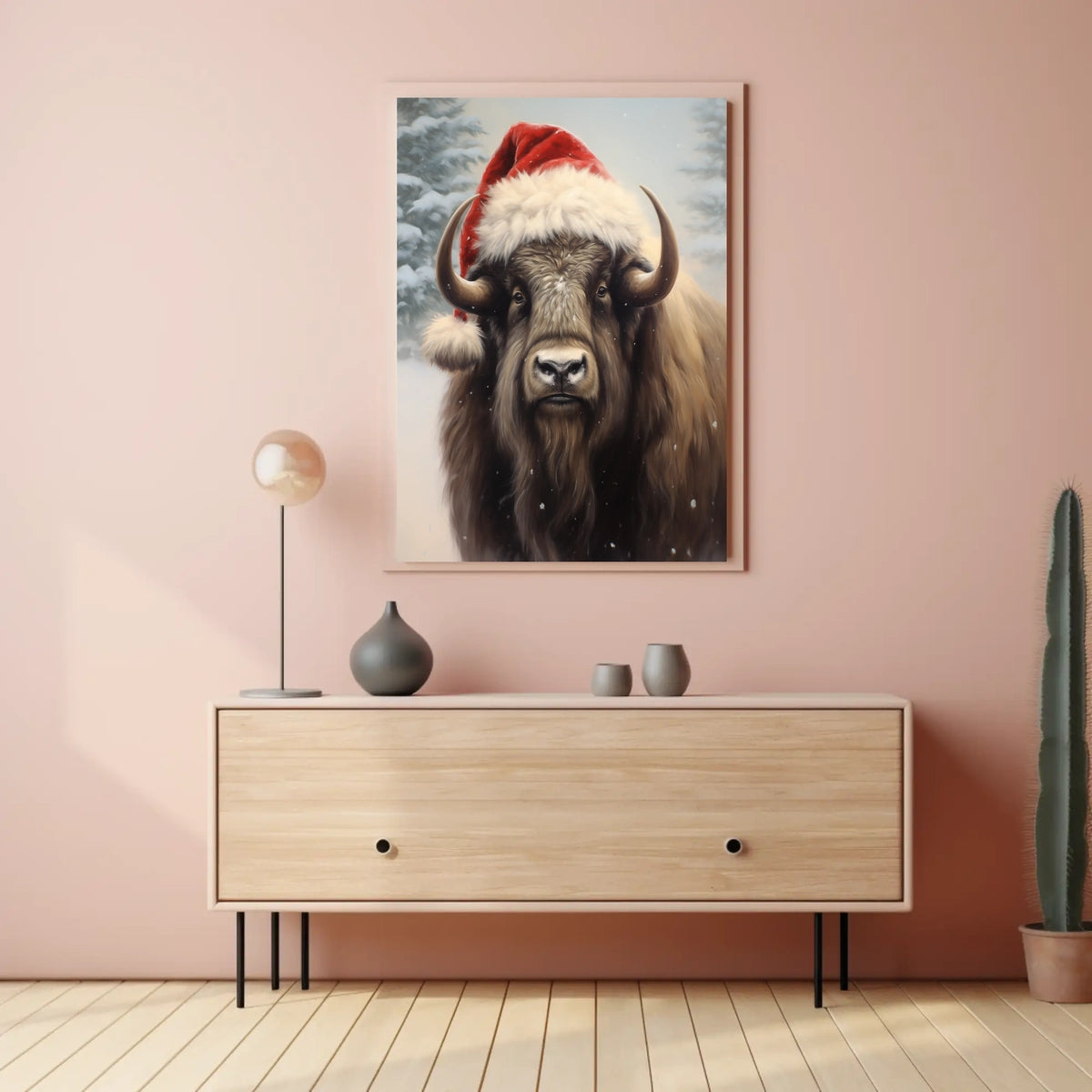 Festive Bison In Winter Wonderland Poster