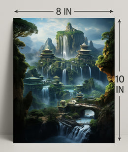 Enchanted Waterfall City Poster