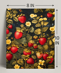 Strawberry Botanical Art Poster in Abstract or Artistic Poster