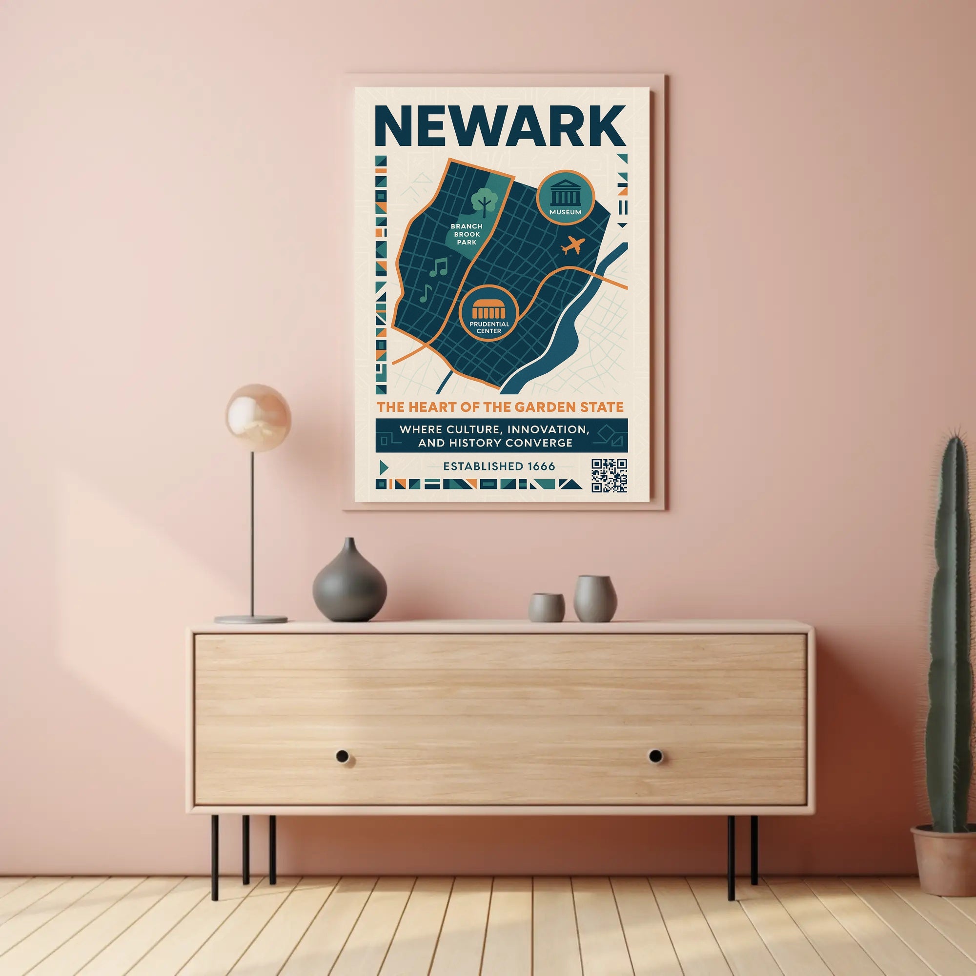 Newark Vibrant Urban Cityscape Modern Infographic Travel Poster PosterGoat