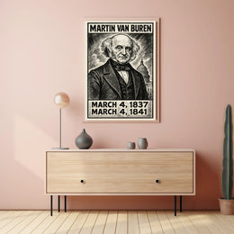 Martin Van Buren 8th President of the United States B & W Comic Sketch Poster