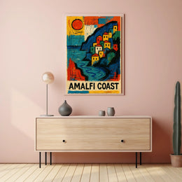 Amalfi Coast Vibrant Seaside Art Poster For Home Decor