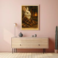 Cozy Bunny By The Fireplace Poster
