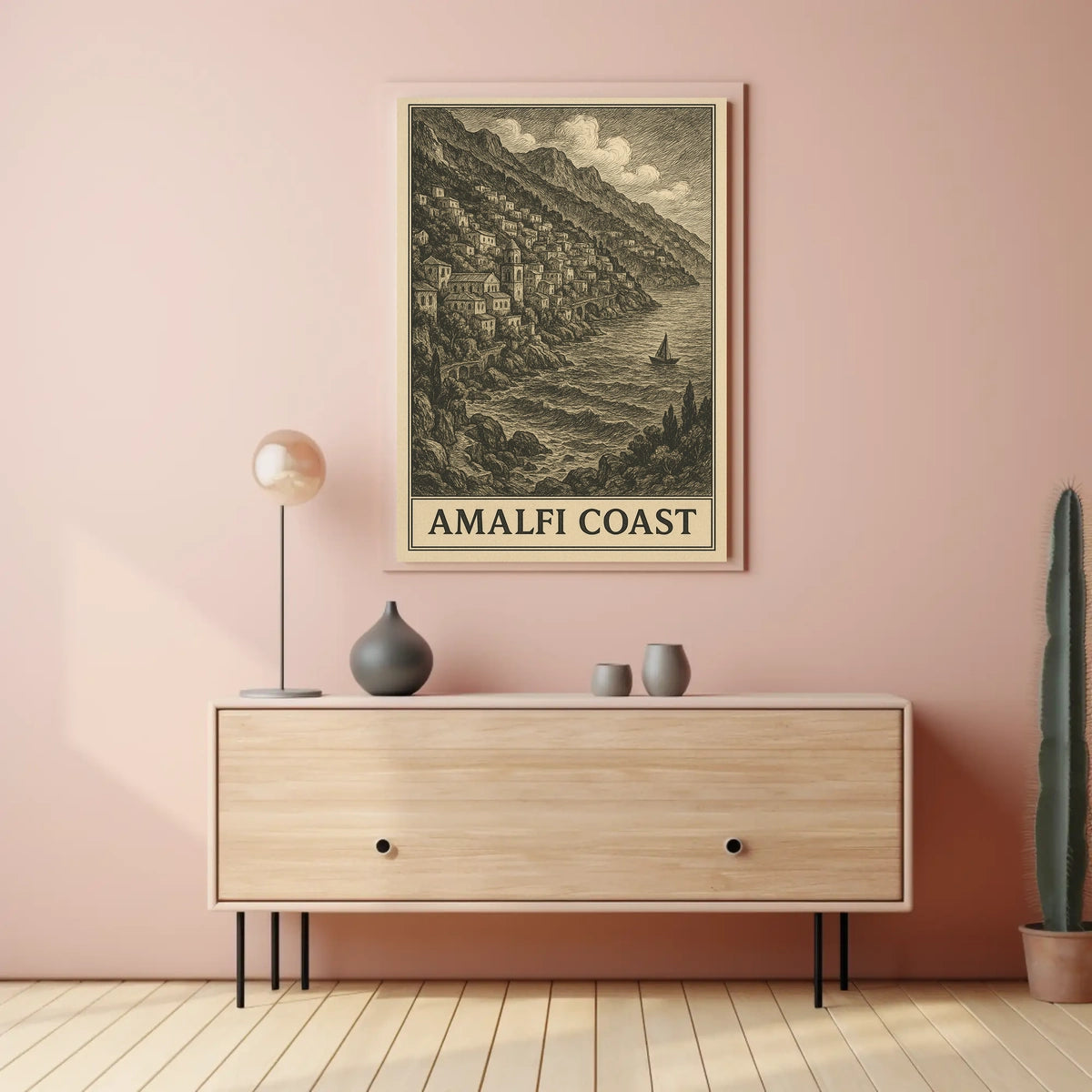Amalfi Coast Poster Coastal Wall Art for Living Rooms