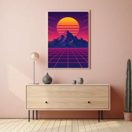 Retro-Futuristic Synthwave Sunset Futuristic Sci-Fi Poster