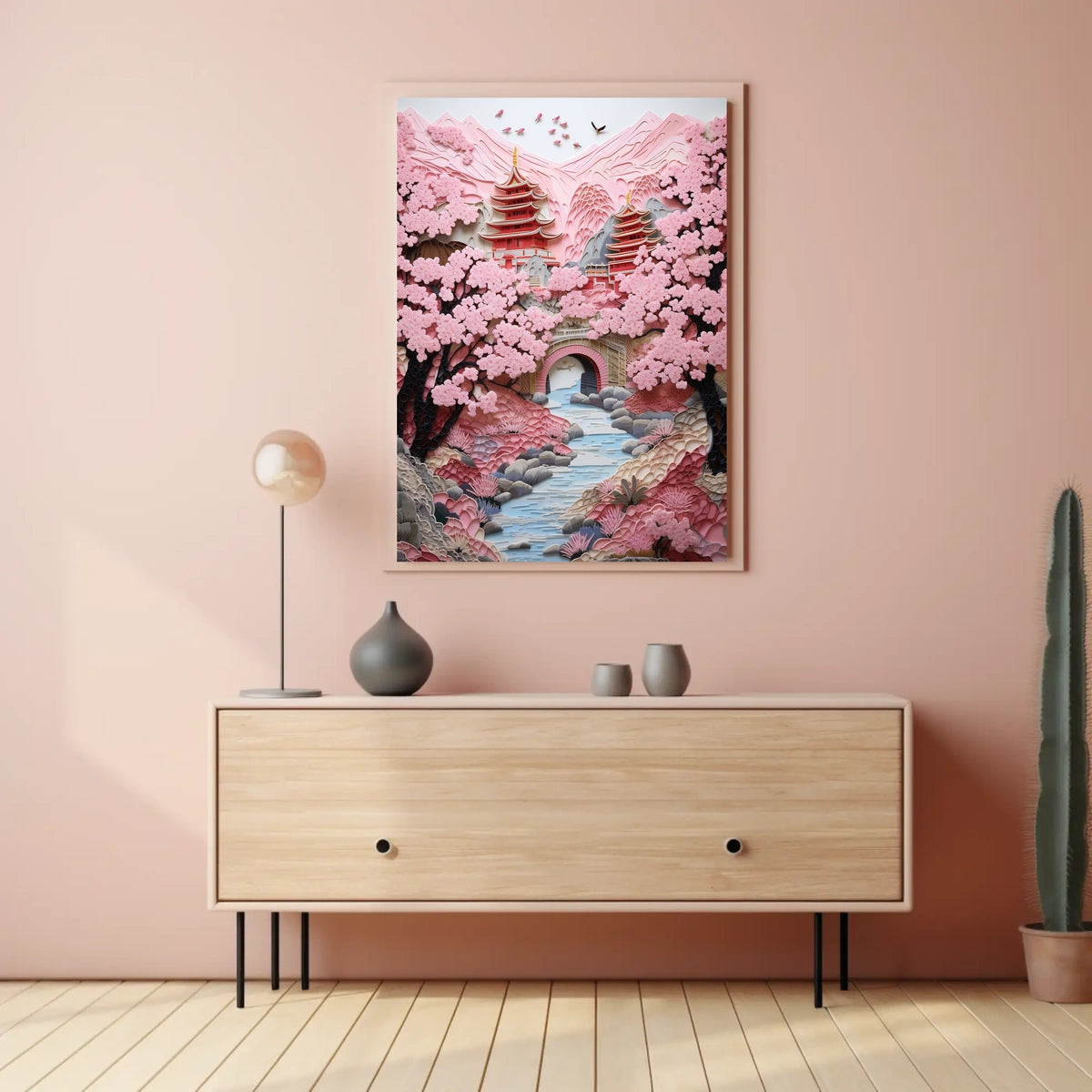 Serene Pagoda Oasis: Cultural or Heritage Poster