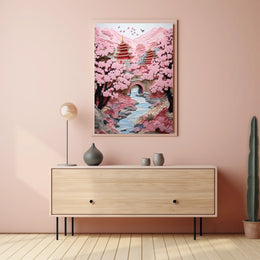 Serene Pagoda Oasis: Cultural or Heritage Poster
