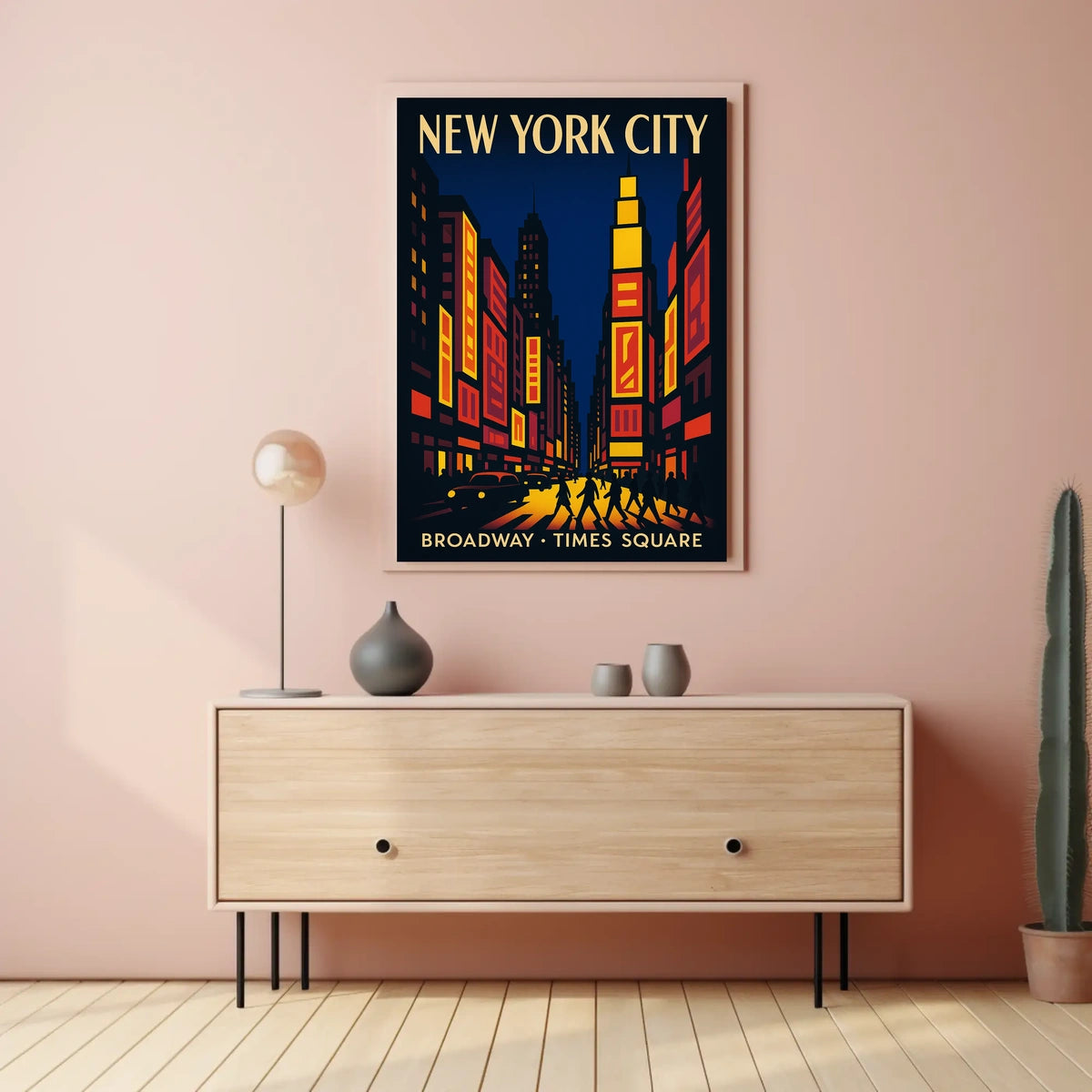 Stylized New York Urban Energy: Times Square Travel Poster