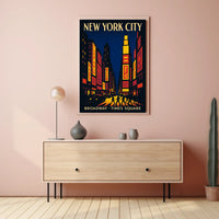 Stylized New York Urban Energy: Times Square Travel Poster