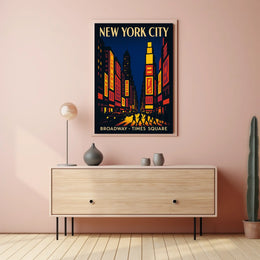 Stylized New York Urban Energy: Times Square Travel Poster