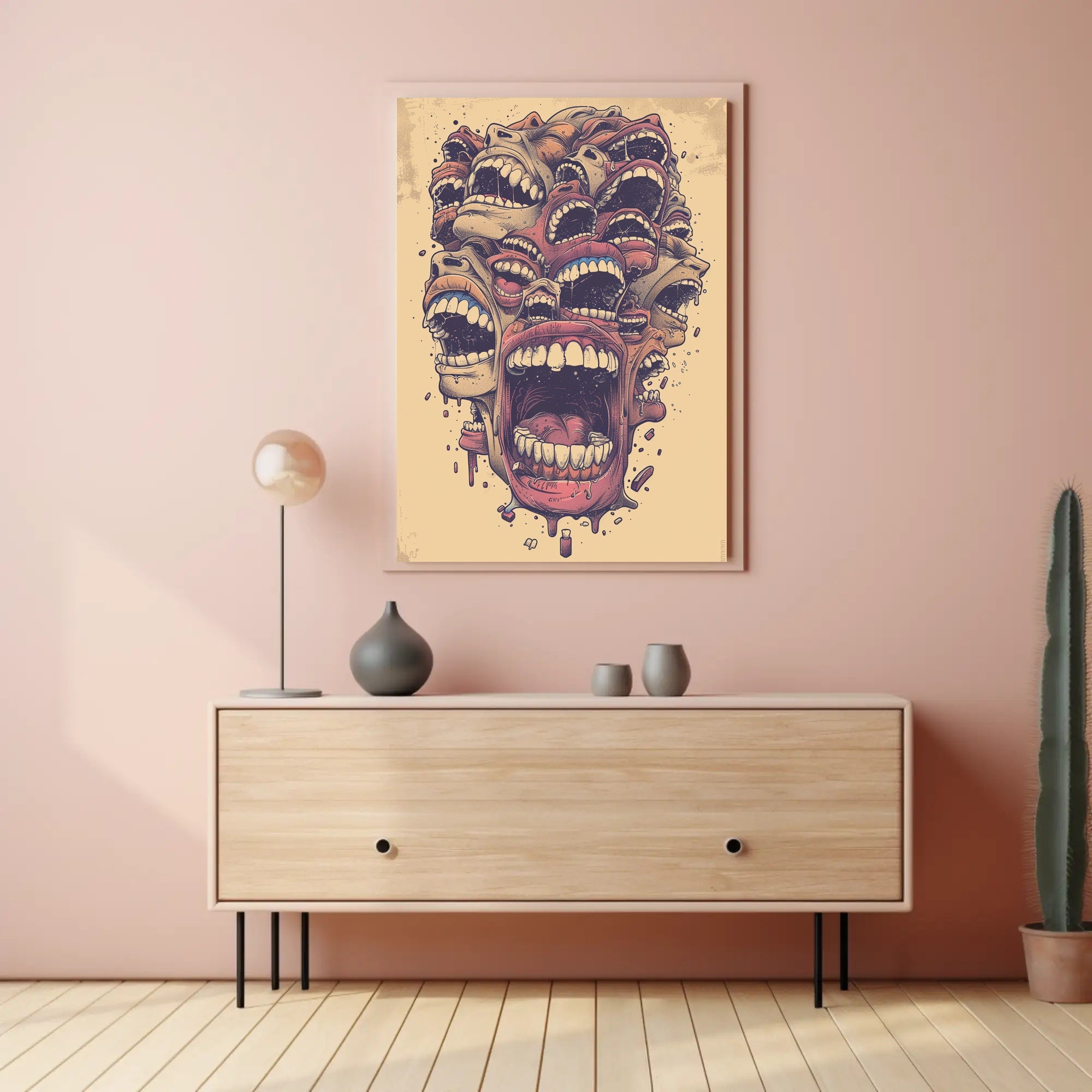 Surreal Abstract Mouths Vintage Art Poster Print PosterGoat