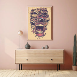 Surreal Abstract Mouths Vintage Art Poster Print PosterGoat
