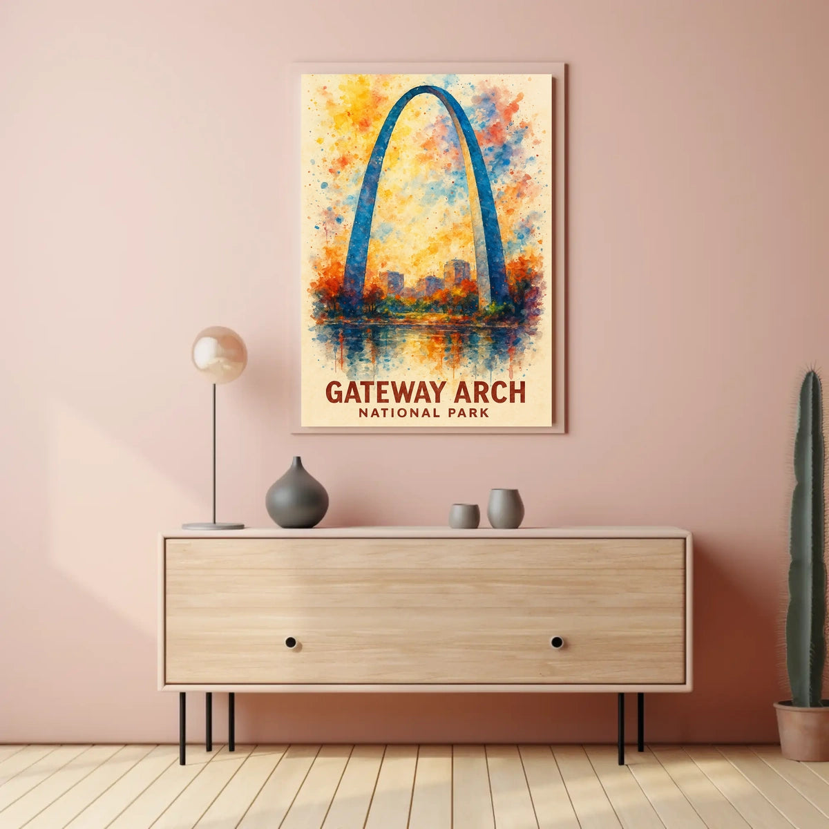 Gateway Arch Vibrant Watercolor Poster Art Print