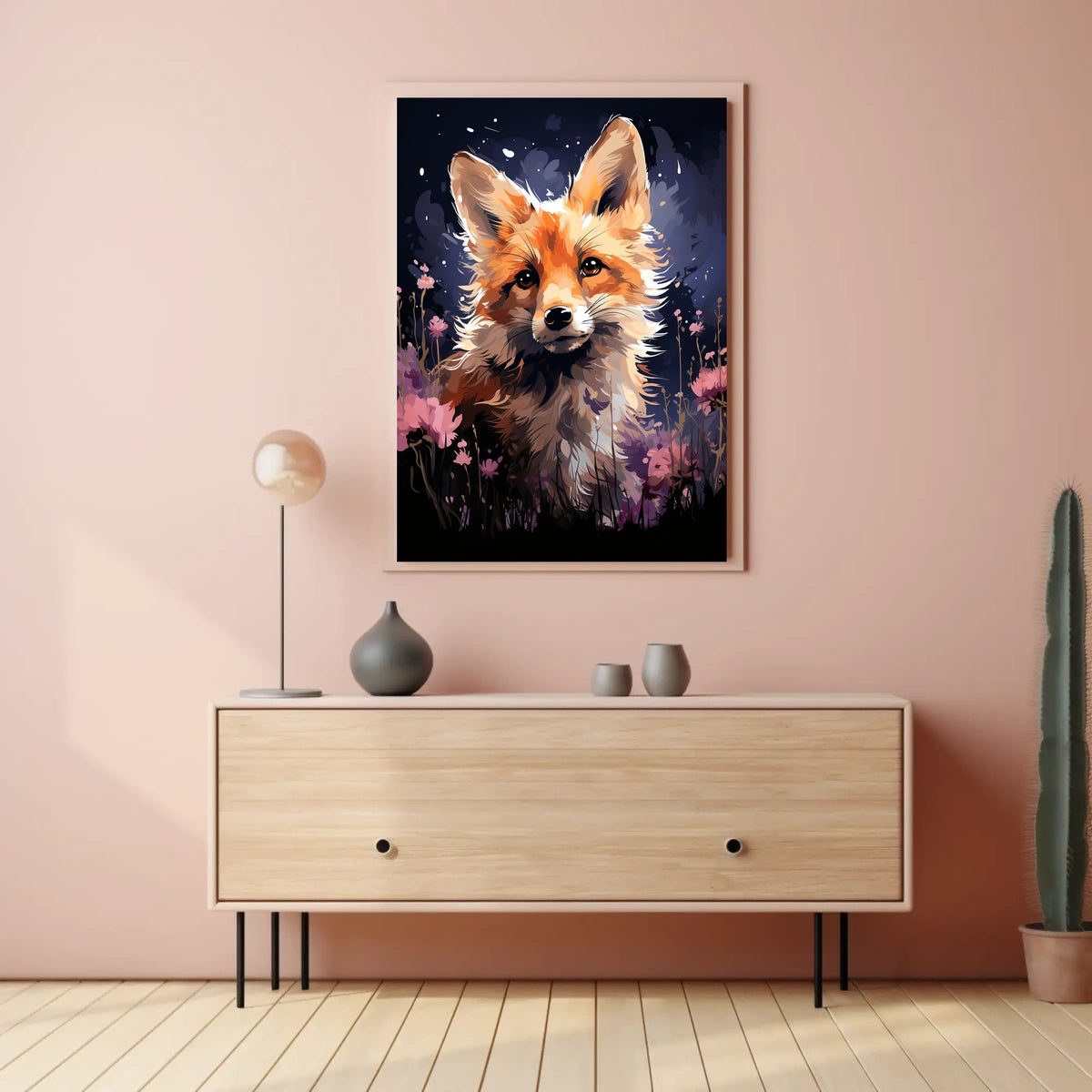 Enchanting Fox in Floral Fantasy Art Poster