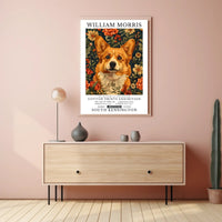 Corgi Art with Floral Elegance: Artistic Poster