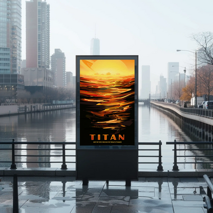 Space Exploration Poster Ride the Tides of Titan Retro Style